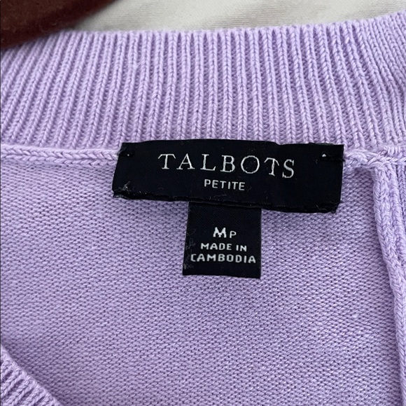 Talbots Lavender Short Sleeve Sweater, Size PM - Picture 2 of 6